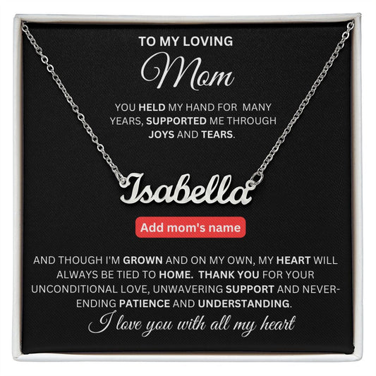 MY LOVING MOM - NAME NECKLACE - YOU HELD MY HAND